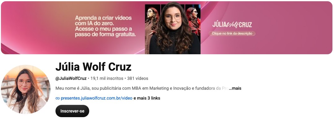Canal Júlia Wolf Cruz no YouTube